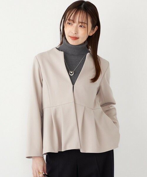 SHIPS / シップス ノーカラージャケット | 《一部追加予約》SHIPS Colors:ストレッチ ジョーゼット ペプラム ジャケット◆ | 詳細19