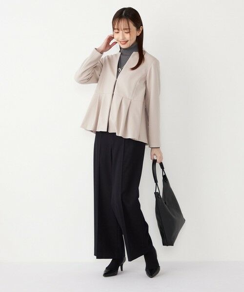 SHIPS / シップス ノーカラージャケット | 《一部追加予約》SHIPS Colors:ストレッチ ジョーゼット ペプラム ジャケット◆ | 詳細21