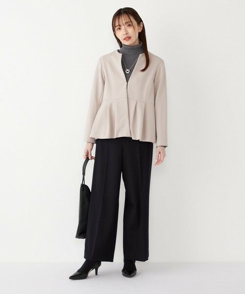 SHIPS / シップス ノーカラージャケット | 《一部追加予約》SHIPS Colors:ストレッチ ジョーゼット ペプラム ジャケット◆ | 詳細20