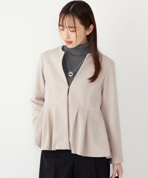 SHIPS for women/シップスウィメン 《一部追加予約》SHIPS Colors:ストレッチ ジョーゼット ペプラム ジャケット◆ ベージュ SMALL