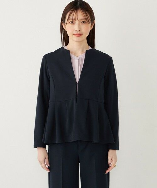 SHIPS for women / シップスウィメン ノーカラージャケット | SHIPS Colors:ストレッチ ジョーゼット ペプラム ジャケット(セットアップ対応可能) | 詳細16