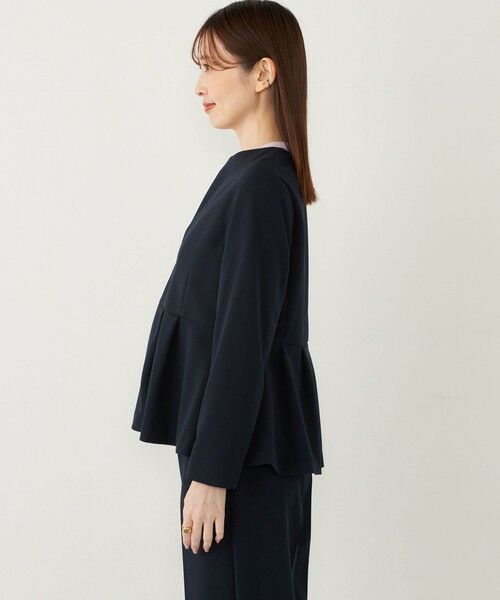 SHIPS / シップス ノーカラージャケット | 《一部追加予約》SHIPS Colors:ストレッチ ジョーゼット ペプラム ジャケット◆ | 詳細25