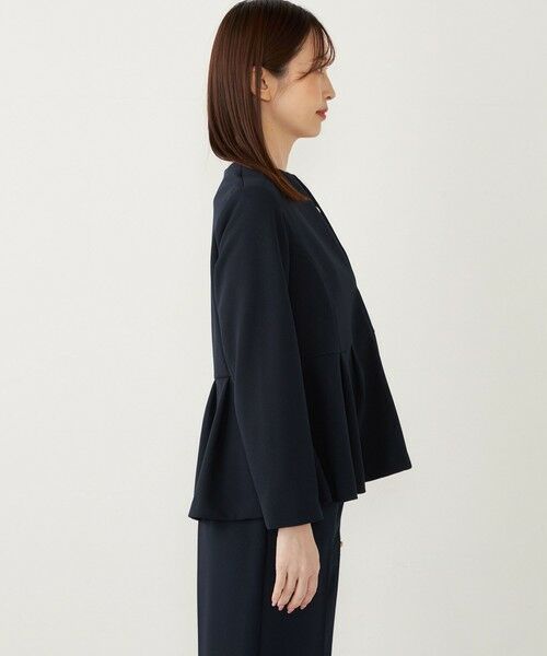 SHIPS / シップス ノーカラージャケット | 《一部追加予約》SHIPS Colors:ストレッチ ジョーゼット ペプラム ジャケット◆ | 詳細27