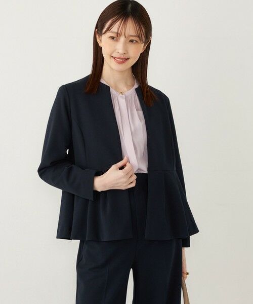 SHIPS for women / シップスウィメン ノーカラージャケット | SHIPS Colors:ストレッチ ジョーゼット ペプラム ジャケット(セットアップ対応可能) | 詳細21