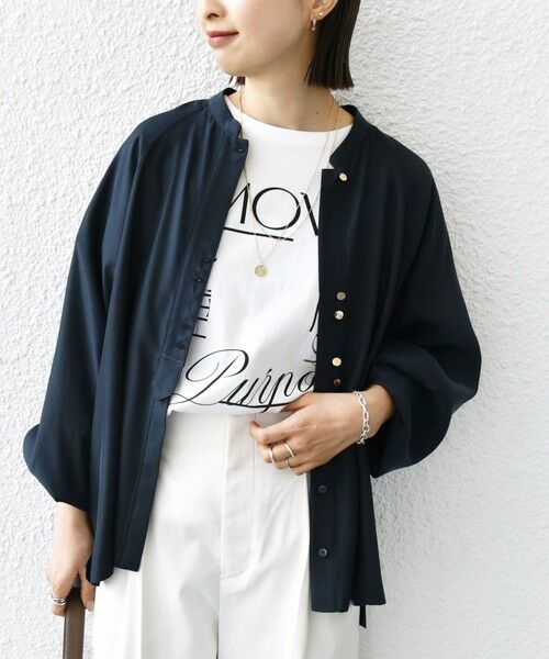 SHIPS for women/シップスウィメン 〈手洗い可能〉メタル ボタン シャンブレー ブラウス ネイビー ONE SIZE SHIPS for women/シップスウィメン 〈手洗い可能〉メタル ボタン シャンブレー ブラウス ネイビー ONE SIZE