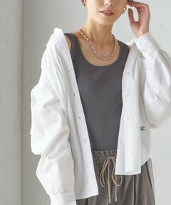 MAX&Co. 両サイドリボンコットンリブタンクトップ　Mサイズ セール】サイドリボンミックスニットタンク（タンクトップ