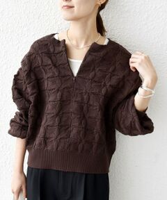 SHIPS / シップス ニット・セーター | 《一部追加予約》【WEB限定】〈洗濯機可能〉2WAY フラワー ジャカード ハーフ ジップ プルオーバー