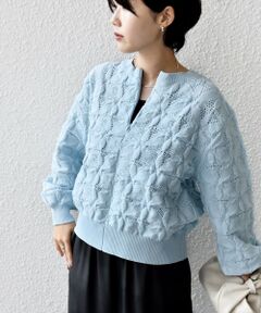 SHIPS / シップス ニット・セーター | 《一部追加予約》【WEB限定】〈洗濯機可能〉2WAY フラワー ジャカード ハーフ ジップ プルオーバー