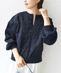 SHIPS / シップス ニット・セーター | 《一部追加予約》【WEB限定】〈洗濯機可能〉2WAY フラワー ジャカード ハーフ ジップ プルオーバー