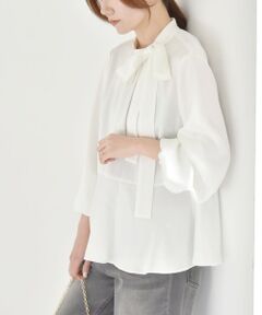SHIPS / シップス シャツ・ブラウス | quaranciel:〈洗濯機可能〉ボウタイ リボン付 スタンドカラー ペプラム ブラウス
