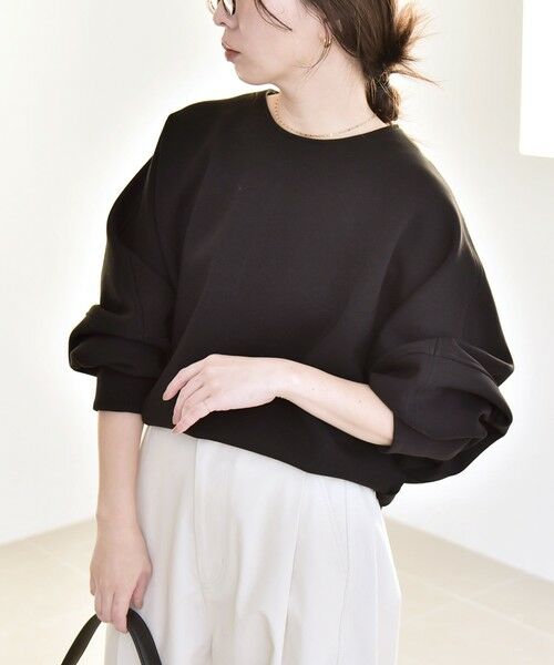 SHIPS / シップス スウェット | quaranciel:〈洗濯機可能〉ポンチ バックジップ ドルマン プルオーバー（ブラック）