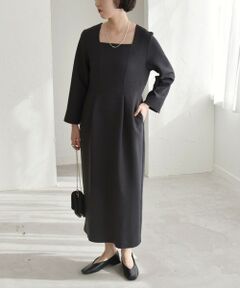 SHIPS / シップス ロング・マキシ丈ワンピース | quaranciel:〈洗濯機可能〉ダブルクロス スクエアネック ロング ワンピース（セットアップ対応）