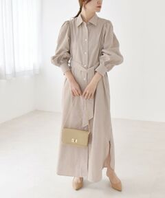 SHIPS / シップス ロング・マキシ丈ワンピース | quaranciel:〈洗濯機可能〉シャンブレー パフ ロング シャツ ワンピース