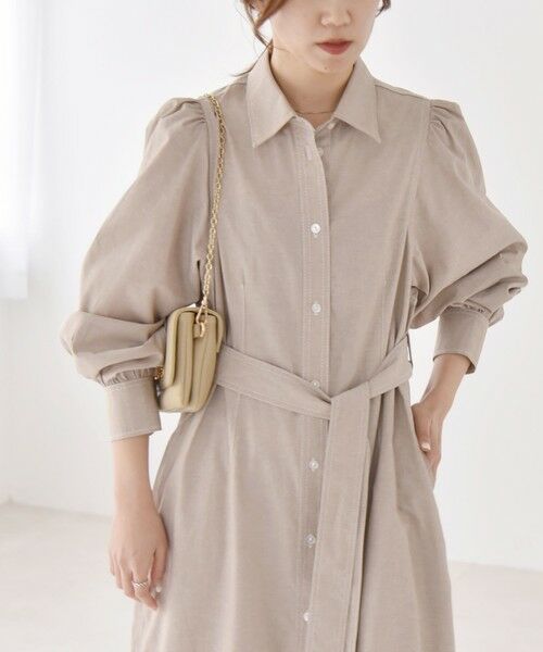 SHIPS / シップス ロング・マキシ丈ワンピース | quaranciel:〈洗濯機可能〉シャンブレー パフ ロング シャツ ワンピース | 詳細6