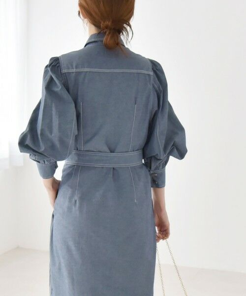 SHIPS / シップス ロング・マキシ丈ワンピース | quaranciel:〈洗濯機可能〉シャンブレー パフ ロング シャツ ワンピース | 詳細24