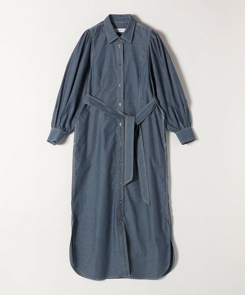 SHIPS / シップス ロング・マキシ丈ワンピース | quaranciel:〈洗濯機可能〉シャンブレー パフ ロング シャツ ワンピース | 詳細25