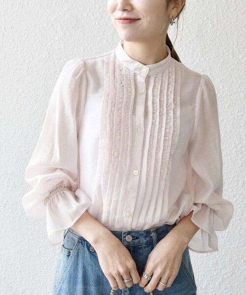 SHIPS / シップス シャツ・ブラウス | 《予約》SHIPS any:〈手洗い可能〉シアー フリル バンドカラー シャツ ブラウス | 詳細13