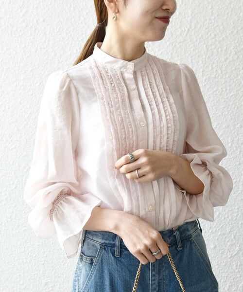 SHIPS / シップス シャツ・ブラウス | 《予約》SHIPS any:〈手洗い可能〉シアー フリル バンドカラー シャツ ブラウス | 詳細14