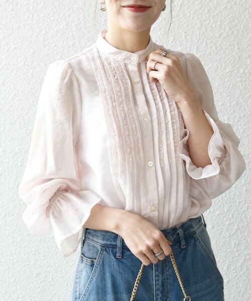 SHIPS / シップス シャツ・ブラウス | 《予約》SHIPS any:〈手洗い可能〉シアー フリル バンドカラー シャツ ブラウス | 詳細19
