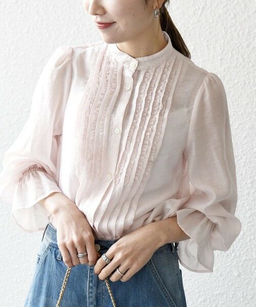 SHIPS / シップス シャツ・ブラウス | 《予約》SHIPS any:〈手洗い可能〉シアー フリル バンドカラー シャツ ブラウス | 詳細20