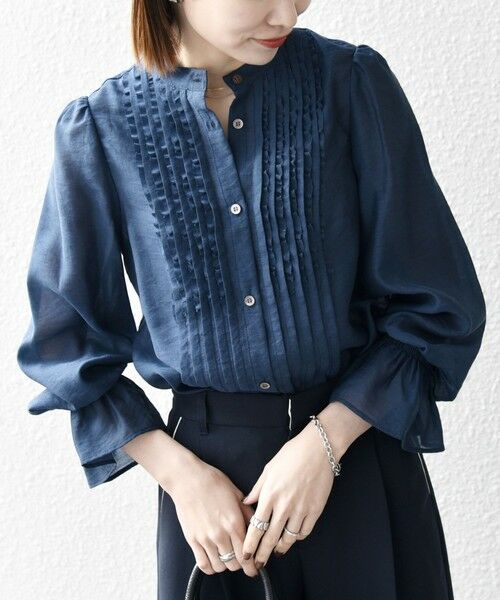 SHIPS / シップス シャツ・ブラウス | 《予約》SHIPS any:〈手洗い可能〉シアー フリル バンドカラー シャツ ブラウス | 詳細30