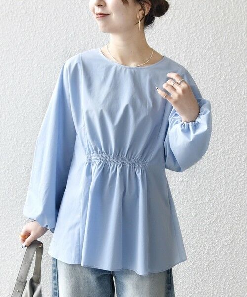 SHIPS / シップス シャツ・ブラウス | 《一部追加予約》SHIPS any:〈洗濯機可能〉REPREVE ギャザー パフシャツ ブラウス(ライトブルー)