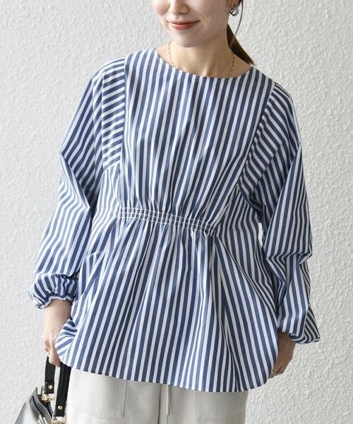 SHIPS / シップス シャツ・ブラウス | 《一部追加予約》SHIPS any:〈洗濯機可能〉REPREVE ギャザー パフシャツ ブラウス(ネイビー)