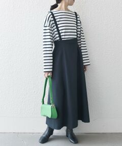 《予約》SHIPS any:〈洗濯機可能〉オックス フレア サスペンダースカート［NAVY BLUE］