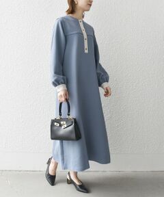 《予約》SHIPS any: ダブルクロス ヨークカラー ワンピース［NAVY BLUE］