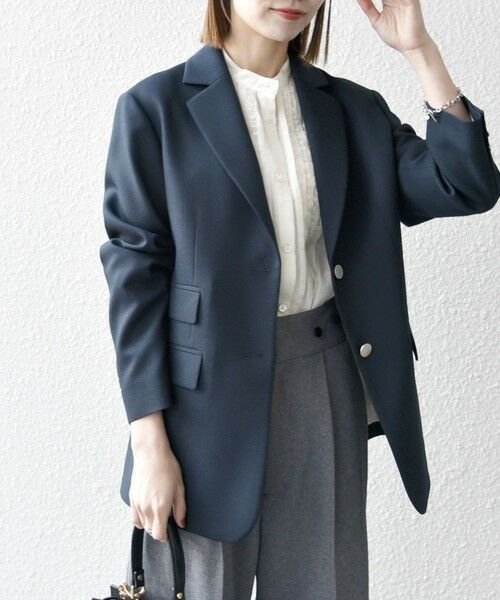 SHIPS for women / シップスウィメン テーラードジャケット | 《予約》SHIPS any: オックス シングル テーラード ブレザー ジャケット［NAVY BLUE］ | 詳細24