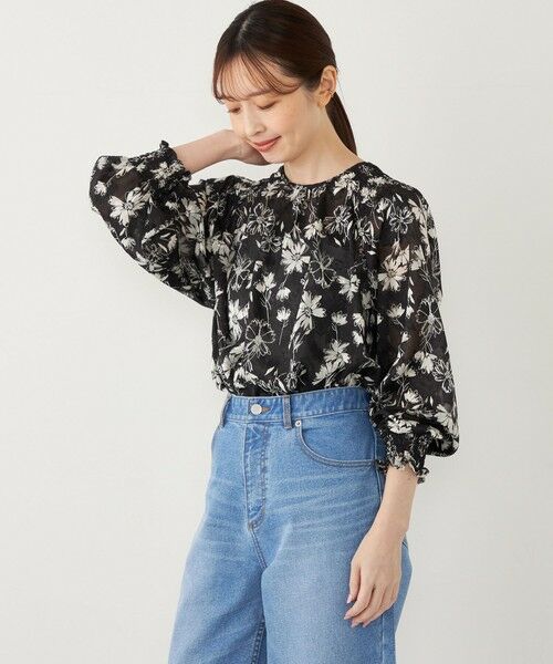 SHIPS for women/シップスウィメン SHIPS Colors:〈手洗い可能〉ジャカード フラワープリント ブラウス ブラック ONE SIZE SHIPS for women/シップスウィメン SHIPS Colors:〈手洗い可能〉ジャカード フラワープリント ブラウス ブラック ONE SIZE