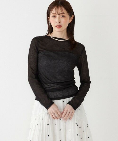 SHIPS for women/シップスウィメン SHIPS Colors:〈洗濯機可能〉シアー テレコ ボートネック インナー ブラック ONE SIZE SHIPS for women/シップスウィメン SHIPS Colors:〈洗濯機可能〉シアー テレコ ボートネック インナー ブラック ONE SIZE