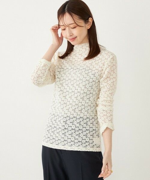 SHIPS / シップス カットソー（半袖以外） | SHIPS Colors:〈洗濯機可能〉フラワー ストレッチ レース インナー（オフホワイト）