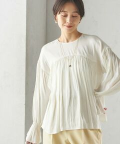 SHIPS / シップス シャツ・ブラウス | 〈手洗い可能〉割繊 クルーネック ギャザー ブラウス