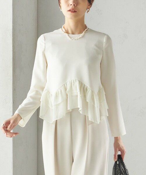 SHIPS for women/シップスウィメン kaene:〈洗濯機可能〉フリル ペプラム ロング スリーブ ブラウス オフホワイト ONE SIZE SHIPS for women/シップスウィメン kaene:〈洗濯機可能〉フリル ペプラム ロング スリーブ ブラウス オフホワイト ONE SIZE