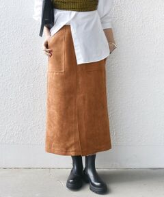 SHIPS / シップス ミニ・ひざ丈スカート | ポリエステルスエード ポケット スカート