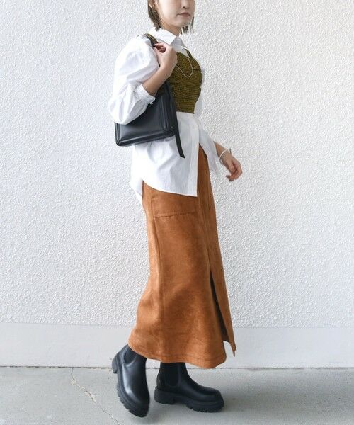 SHIPS / シップス ミニ・ひざ丈スカート | ポリエステルスエード ポケット スカート | 詳細4