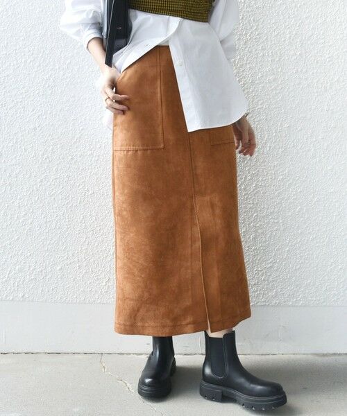 SHIPS / シップス ミニ・ひざ丈スカート | ポリエステルスエード ポケット スカート | 詳細5