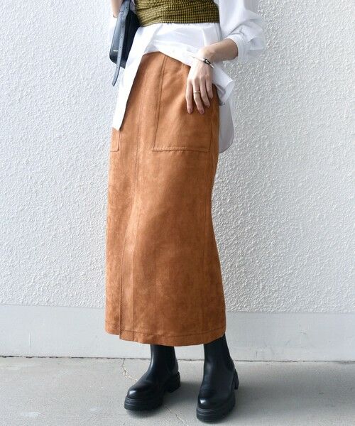 SHIPS / シップス ミニ・ひざ丈スカート | ポリエステルスエード ポケット スカート | 詳細8