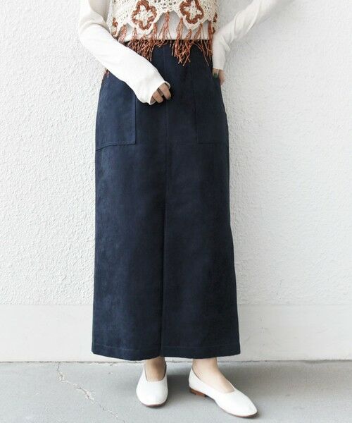 SHIPS for women/シップスウィメン ポリエステルスエード ポケット スカート ネイビー 36 SHIPS for women/シップスウィメン ポリエステルスエード ポケット スカート ネイビー 36