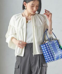 SHIPS / シップス ブルゾン | 〈手洗い可能〉リネン混 シアー ギャザー ブルゾン