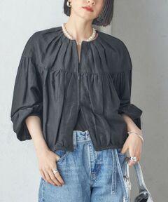 SHIPS / シップス ブルゾン | 〈手洗い可能〉リネン混 シアー ギャザー ブルゾン