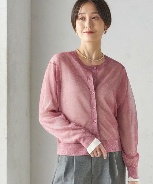 SHIPS for women/シップスウィメン 〈手洗い可能〉イタリーヤーン ラメ ショート カーディガン ピンク ONE SIZE SHIPS for women/シップスウィメン 〈手洗い可能〉イタリーヤーン ラメ ショート カーディガン ピンク ONE SIZE