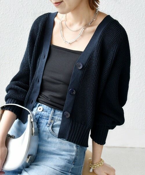 SHIPS for women/シップスウィメン 〈手洗い可能〉ペーパー ポリエステル Vネック カーディガン ネイビー ONE SIZE SHIPS for women/シップスウィメン 〈手洗い可能〉ペーパー ポリエステル Vネック カーディガン ネイビー ONE SIZE