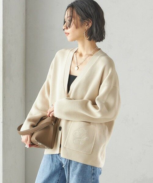 SHIPS / シップス カーディガン・ボレロ | 〈手洗い可能〉ワンポイント 刺繍 Vネック カーディガン | 詳細8