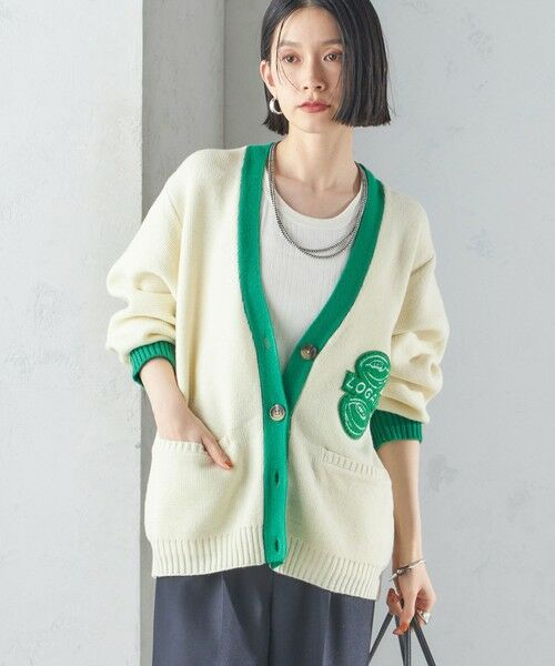 SHIPS for women/シップスウィメン 【SHIPS別注】LOGAN KNITTING MILLS: Vネック パッチ カーディガン ナチュラル ONE SIZE SHIPS for women/シップスウィメン 【SHIPS別注】LOGAN KNITTING MILLS: Vネック パッチ カーディガン ナチュラル ONE SIZE