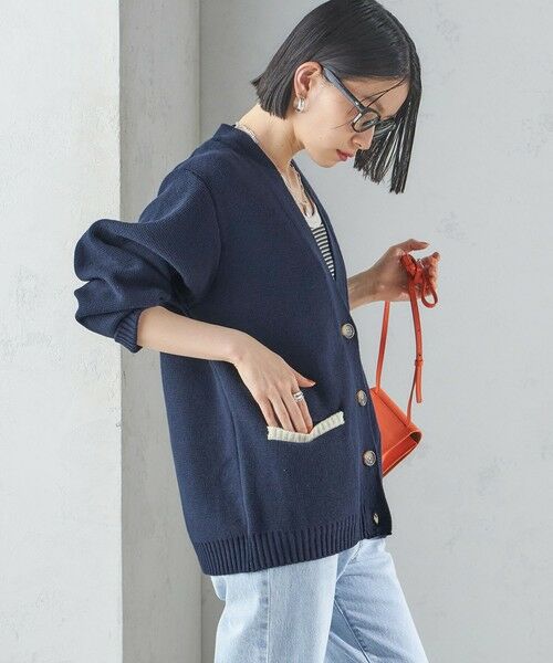 SHIPS / シップス カーディガン・ボレロ | 【SHIPS別注】LOGAN KNITTING MILLS: Vネック パッチ カーディガン | 詳細30