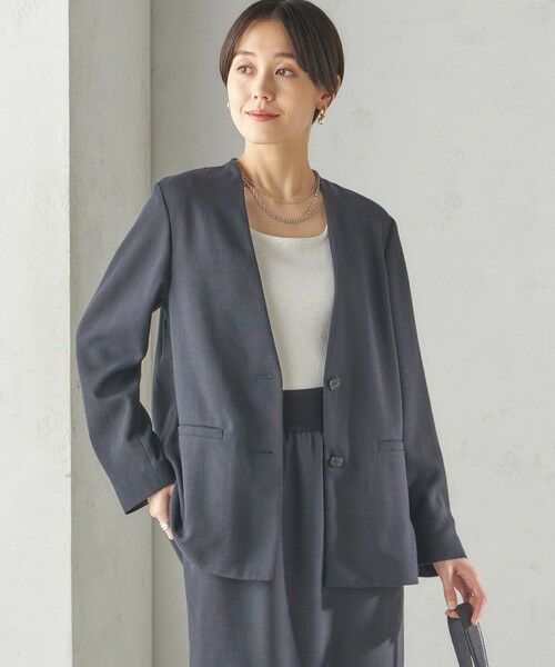 SHIPS / シップス ノーカラージャケット | 〈手洗い可能〉Asami 麻調合繊 カラーレス ジャケット | 詳細30