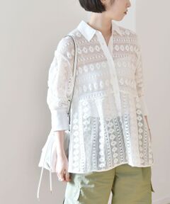 SHIPS / シップス シャツ・ブラウス | quaranciel:〈手洗い可能〉クロシェ レース ペプラム シャツ ブラウス