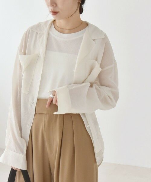 SHIPS / シップス シャツ・ブラウス | quaranciel:〈洗濯機可能〉シアー ポケット オープンカラー オーバー シャツ | 詳細10